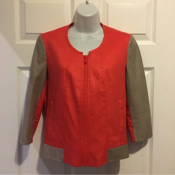 helmut Lang Red Tan Lambskin Linen-twill Bomber - Picture 3 of 11